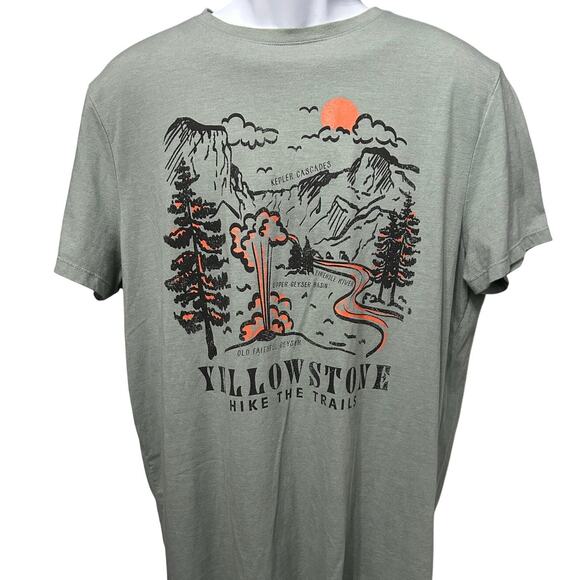 Goodfellow Other - Yellowstone Hike Trails Graphic T-Shirt Green Size Large